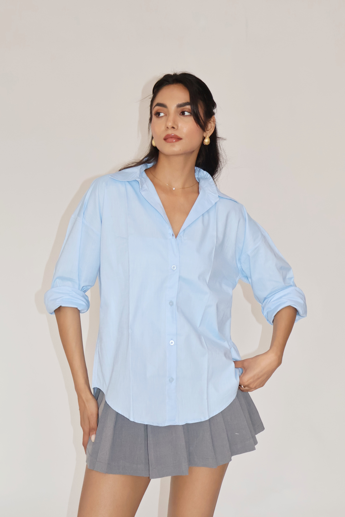 Sky Solid Oversized Shirt – BREEZE