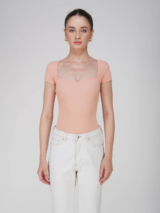 Peach Sweetheart Neckline Bodysuit - Eden Bodysuit (Peach)