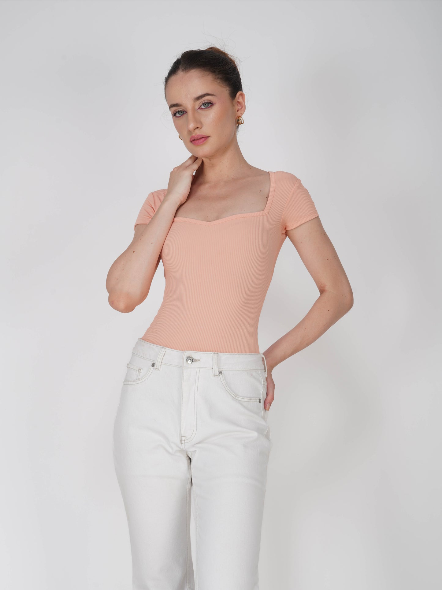 Peach Sweetheart Neckline Bodysuit - Eden Bodysuit (Peach)