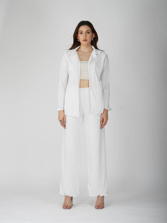 White Pleated Coord Set - Bliss Coord (Dove)