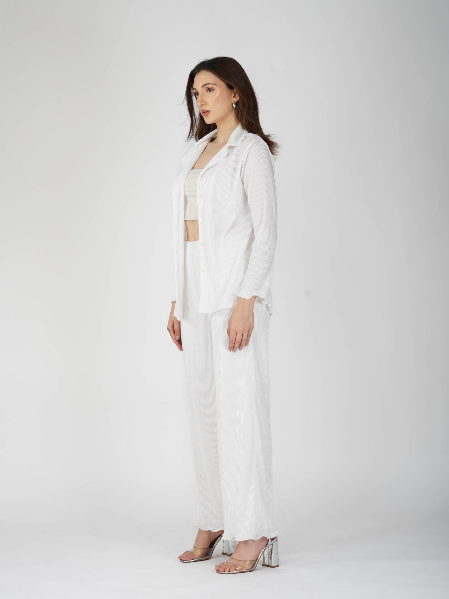White Pleated Coord Set - Bliss Coord (Dove)