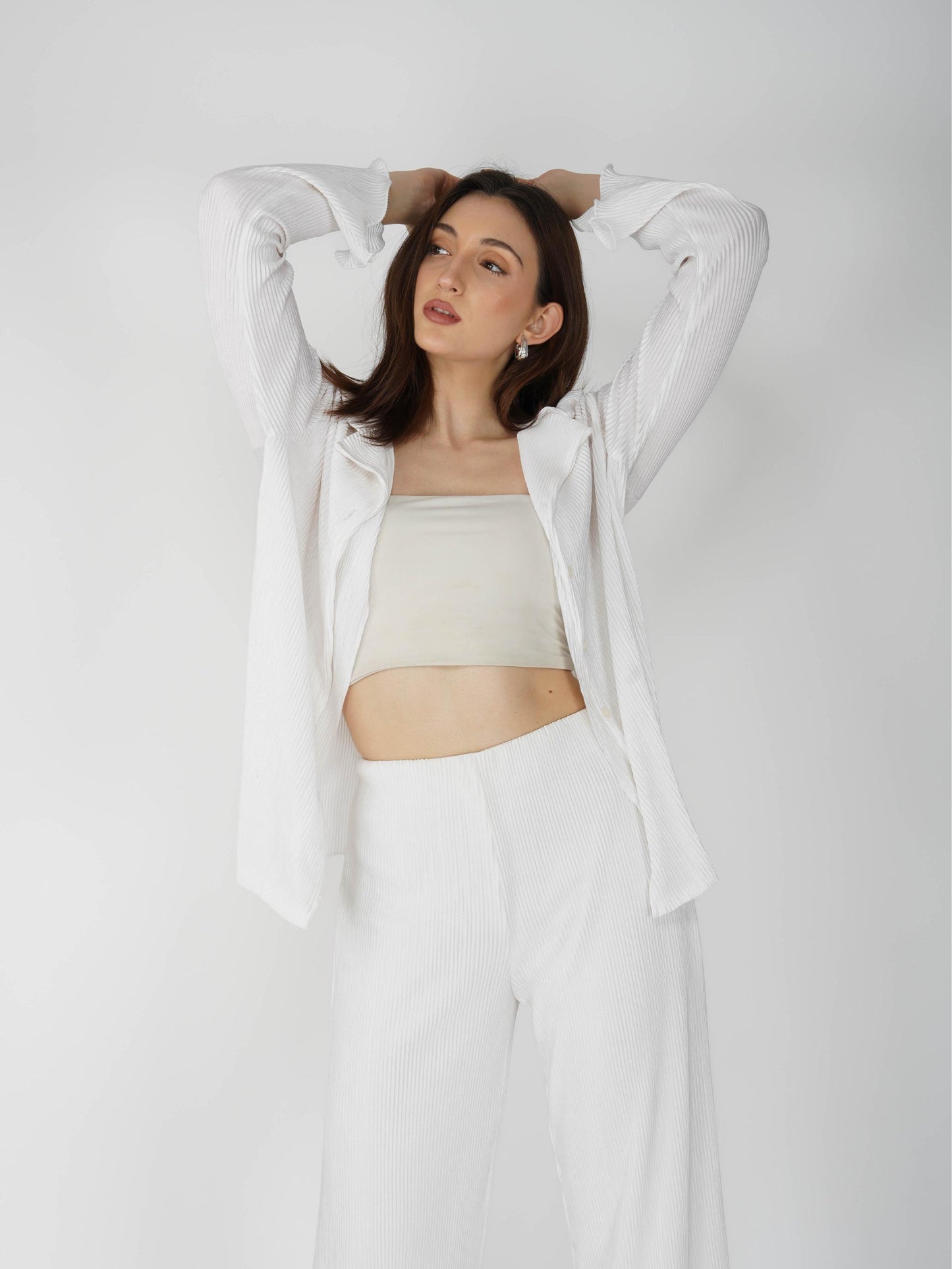White Pleated Coord Set - Bliss Coord (Dove)