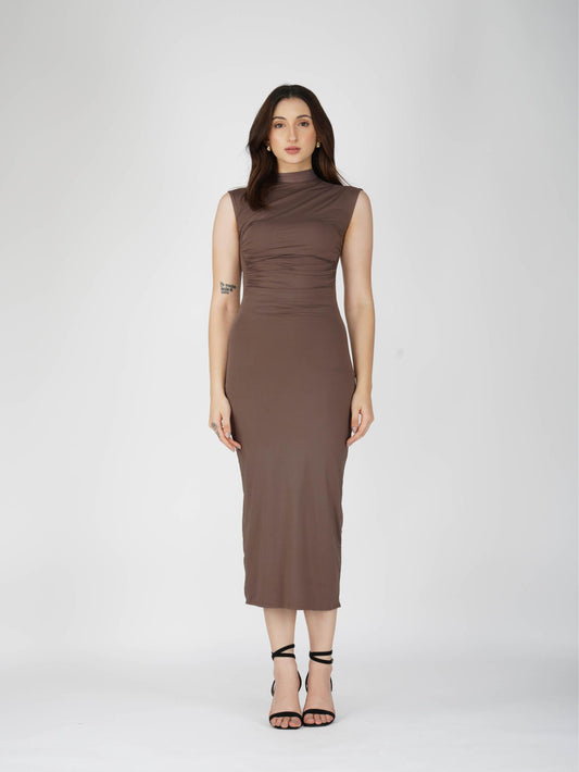 Brown Collared Yoke Dress - Zephyr Dress (Coco)