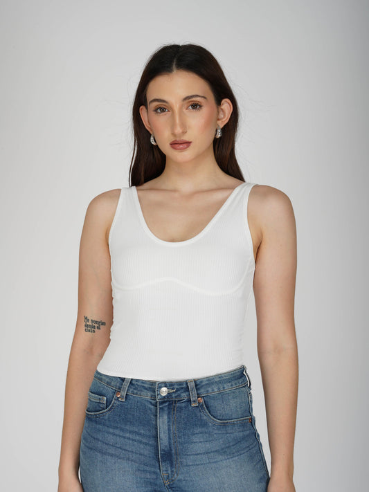 White Undercup Crop Top - Nova Top (Dove)