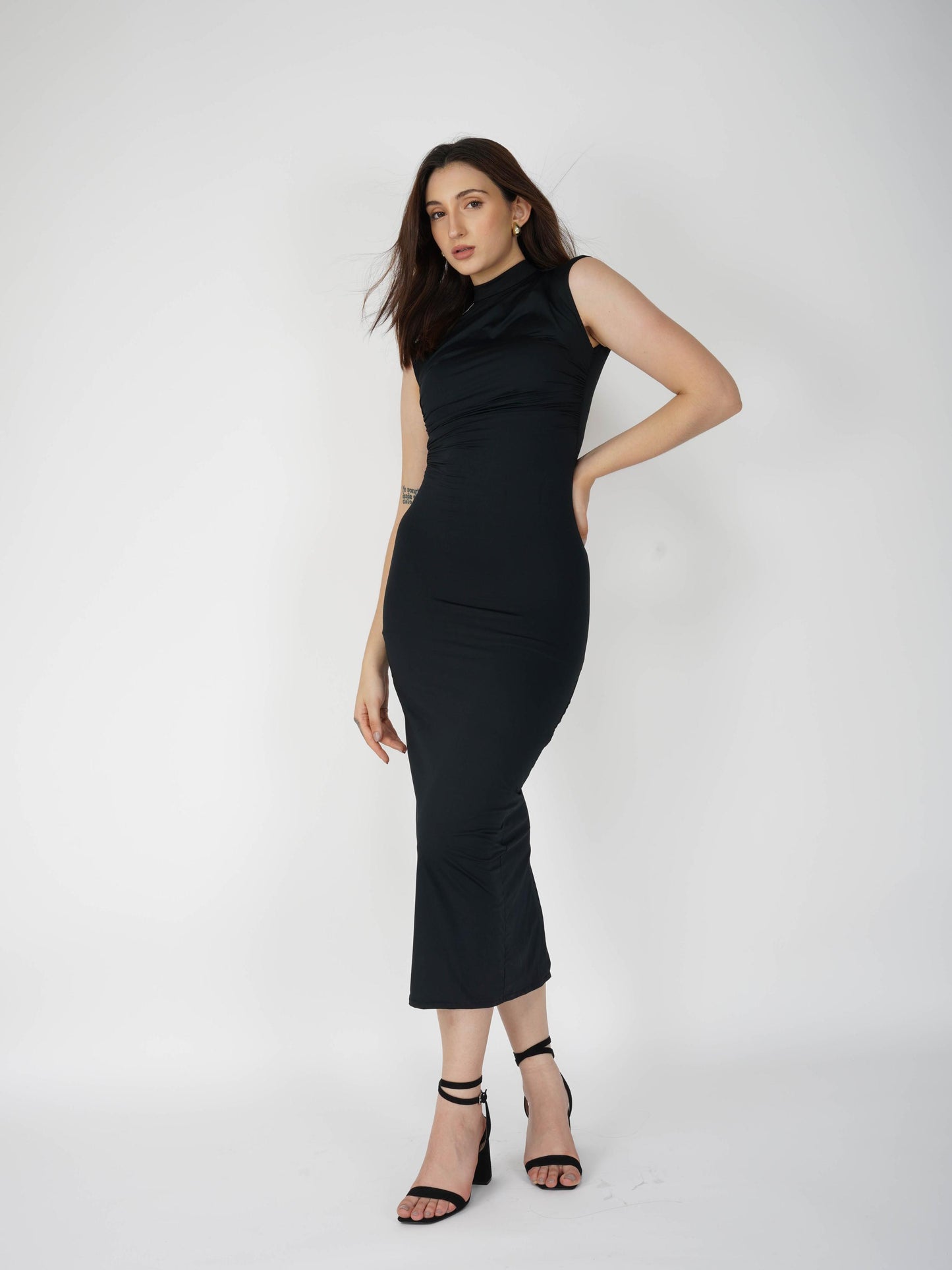 Black Collared Yoke Dress - Zephyr Dress (Onyx)