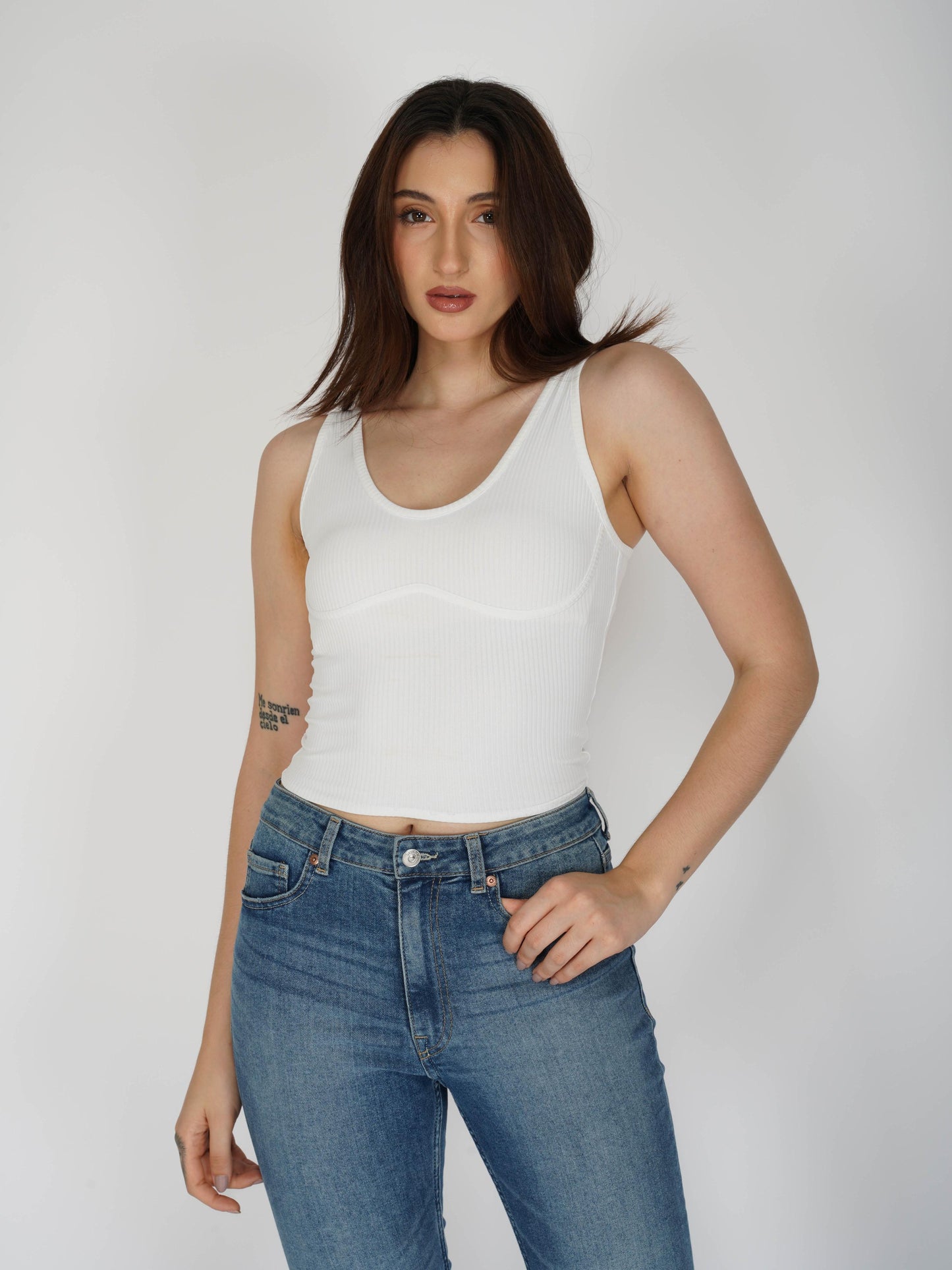 White Undercup Crop Top - Nova Top (Dove)