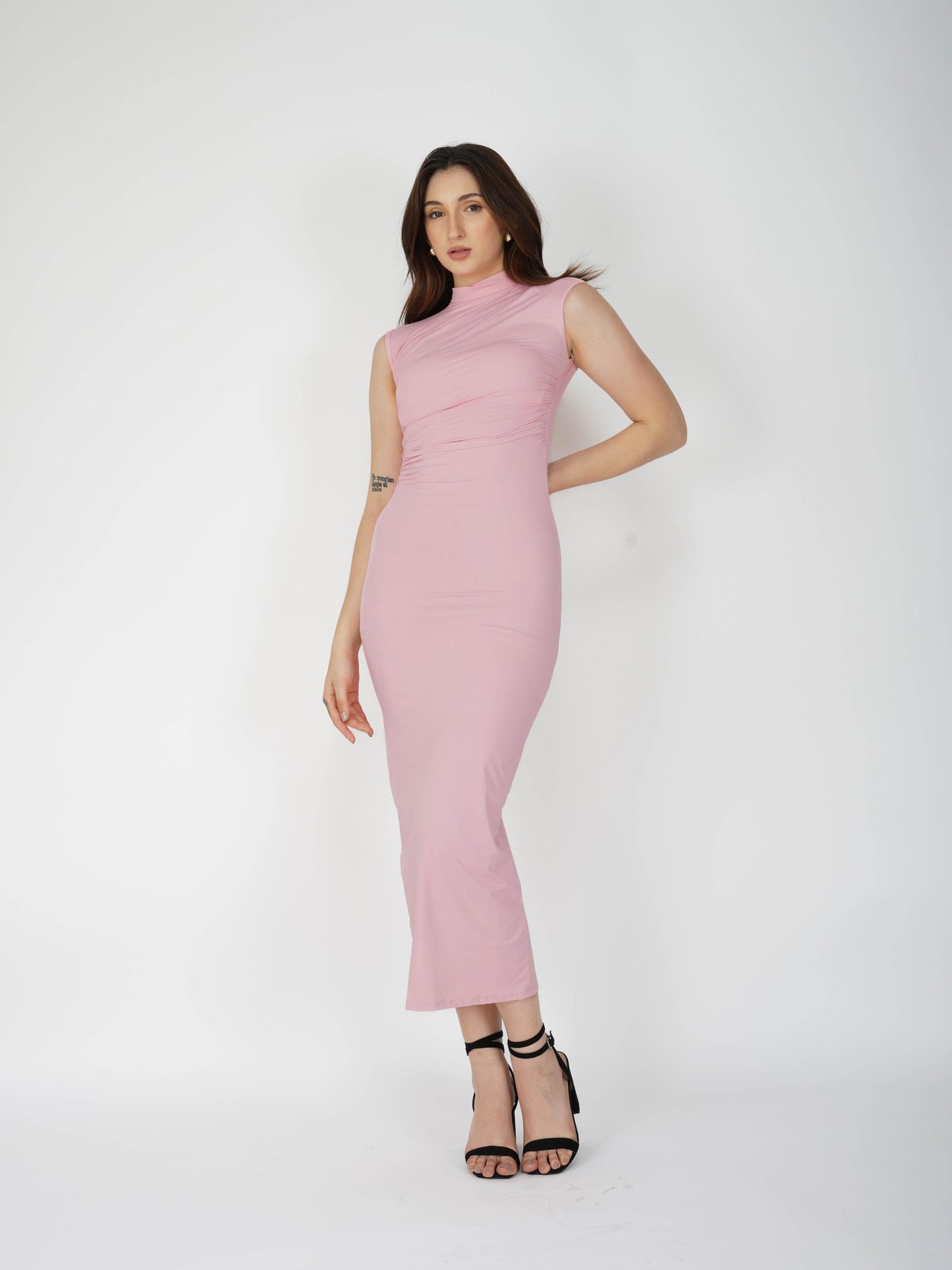 Pink Collared Yoke Dress - Zephyr Dress (Flamingo)