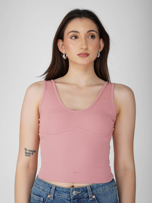 Pink Undercup Crop Top - Nova Top (Flamingo)