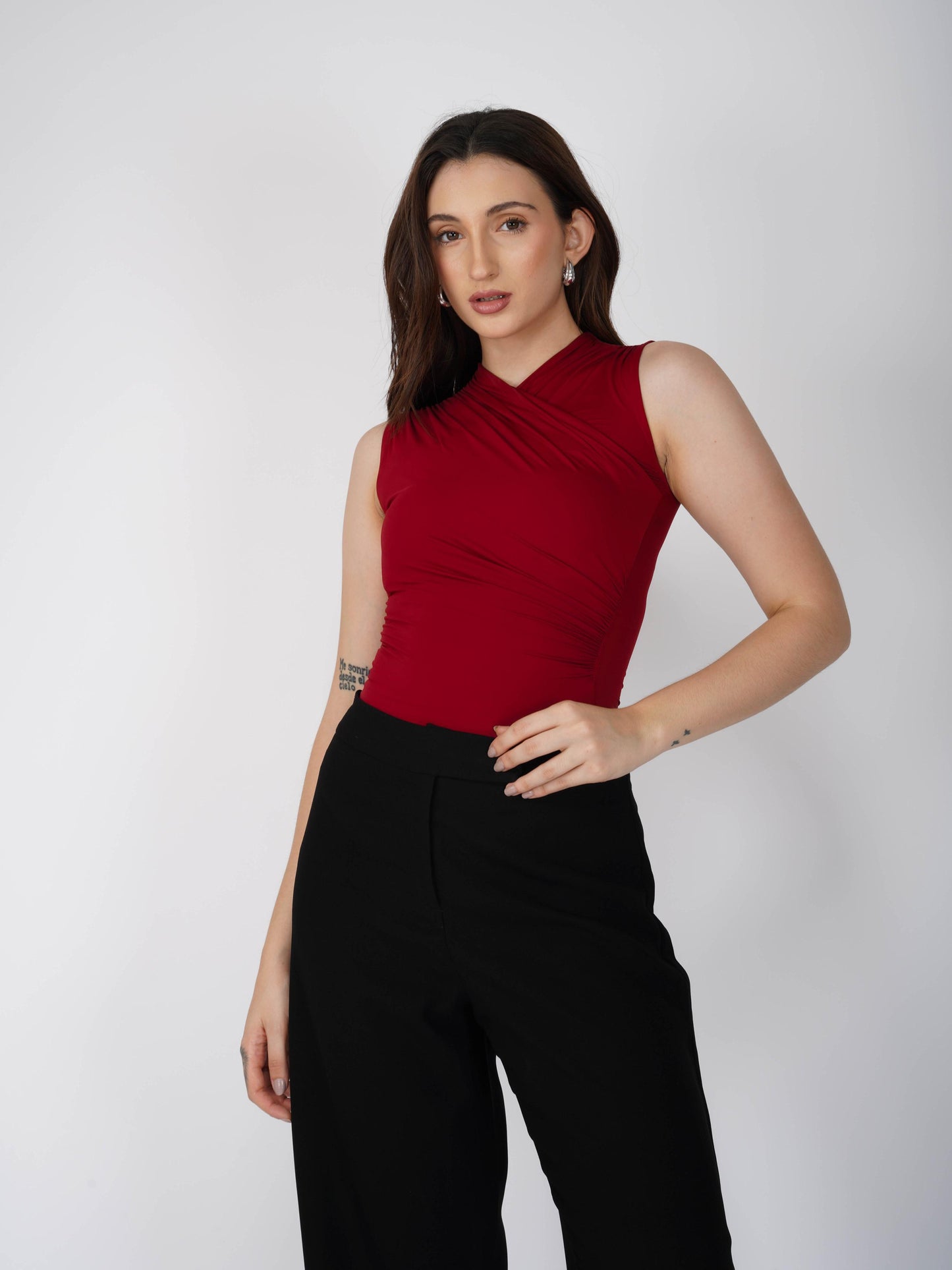 Red Overlap Bodysuit - Glint Bodysuit (Cherry)