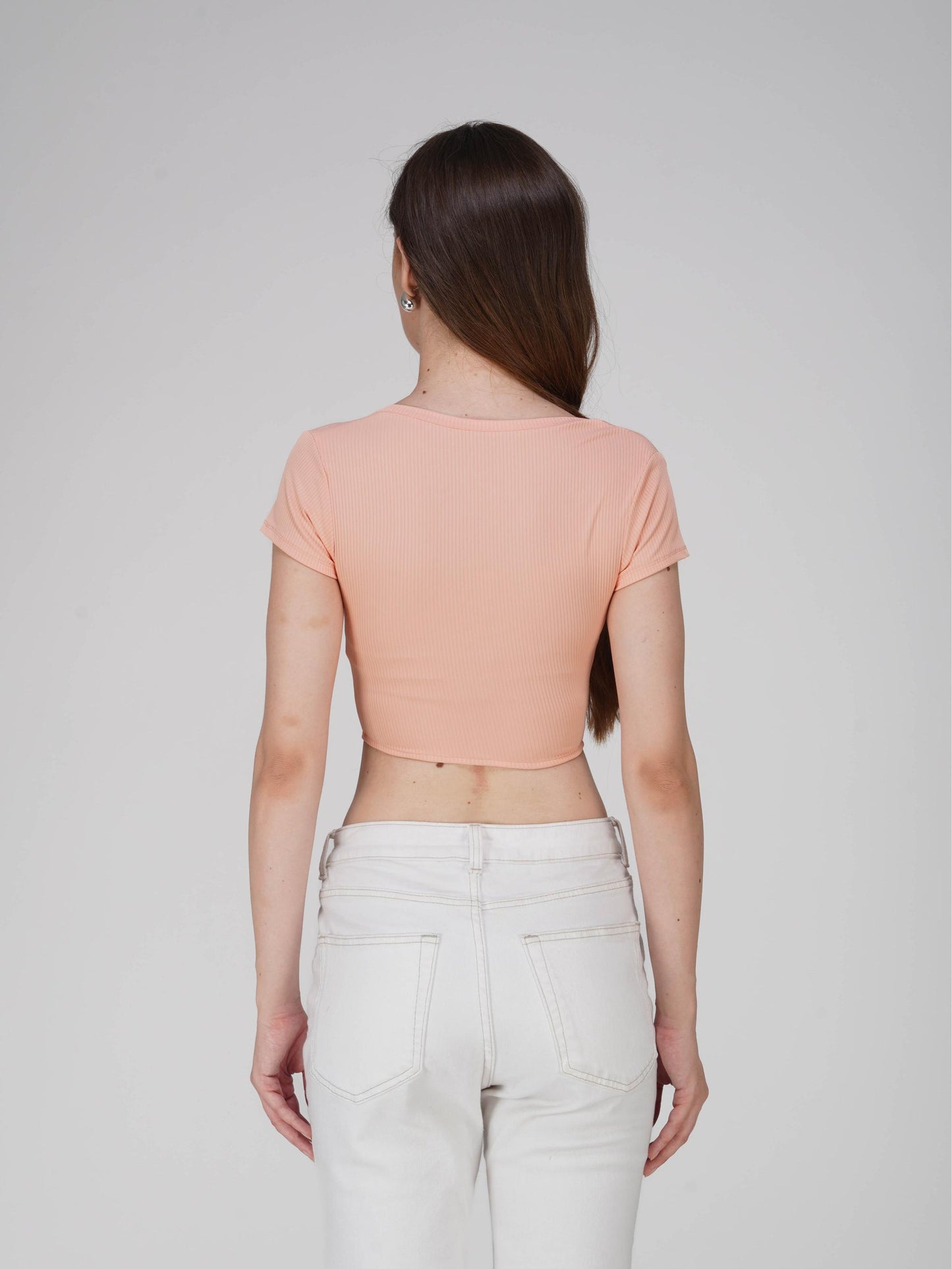 Orange Crop Scoop Neck Top - Loom Top (Peach)