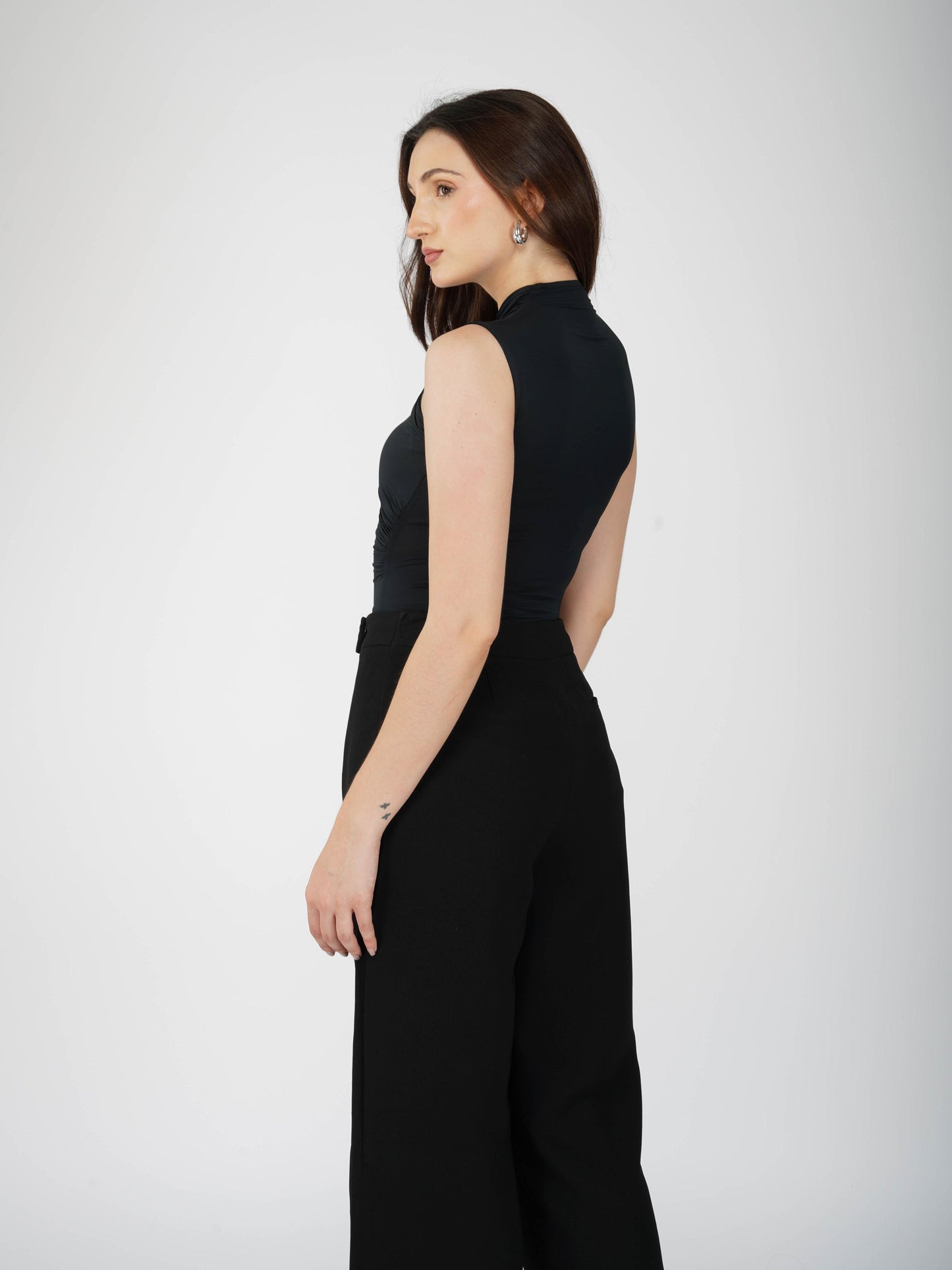 Black Overlap Bodysuit - Glint Bodysuit (Onyx)