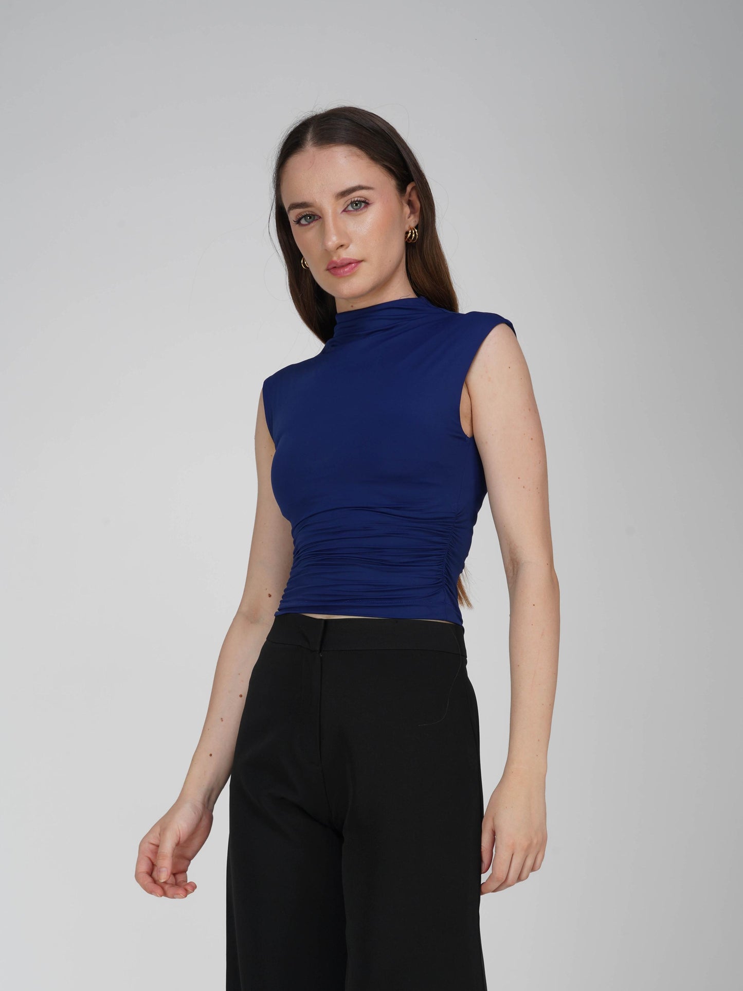 Blue Collared Yoke Top - Beam Tee (Navy)