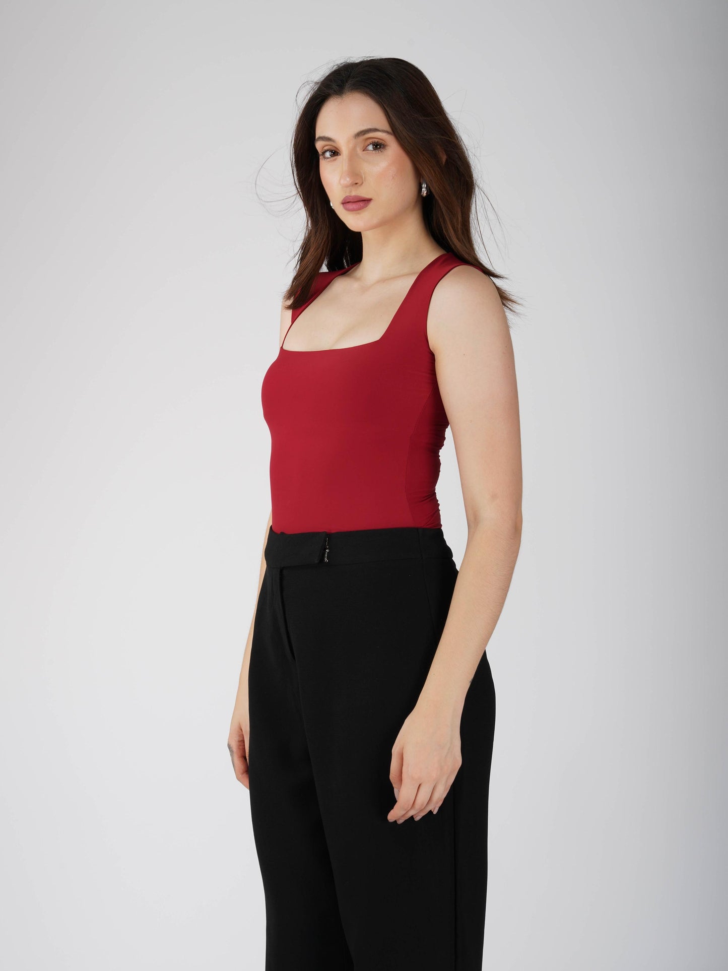 Red Square Neck Bodysuit - Echo Bodysuit (Cherry)