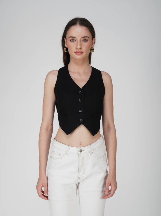 Black Tailored Waistcoat - Frost Waistcoat (Onyx)