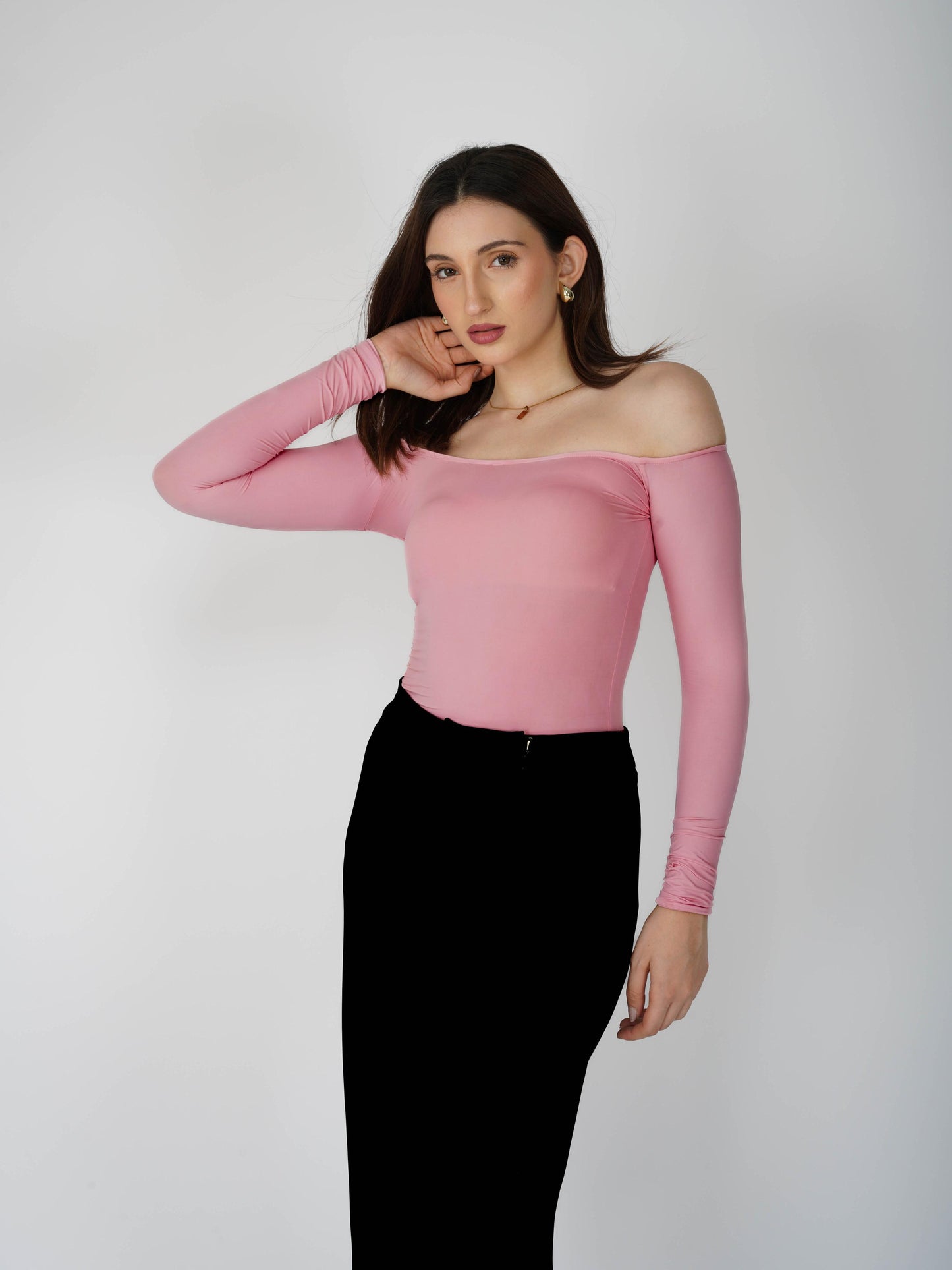Pink Off-Shoulder Bodysuit - Glaze Bodysuit (Flamingo)