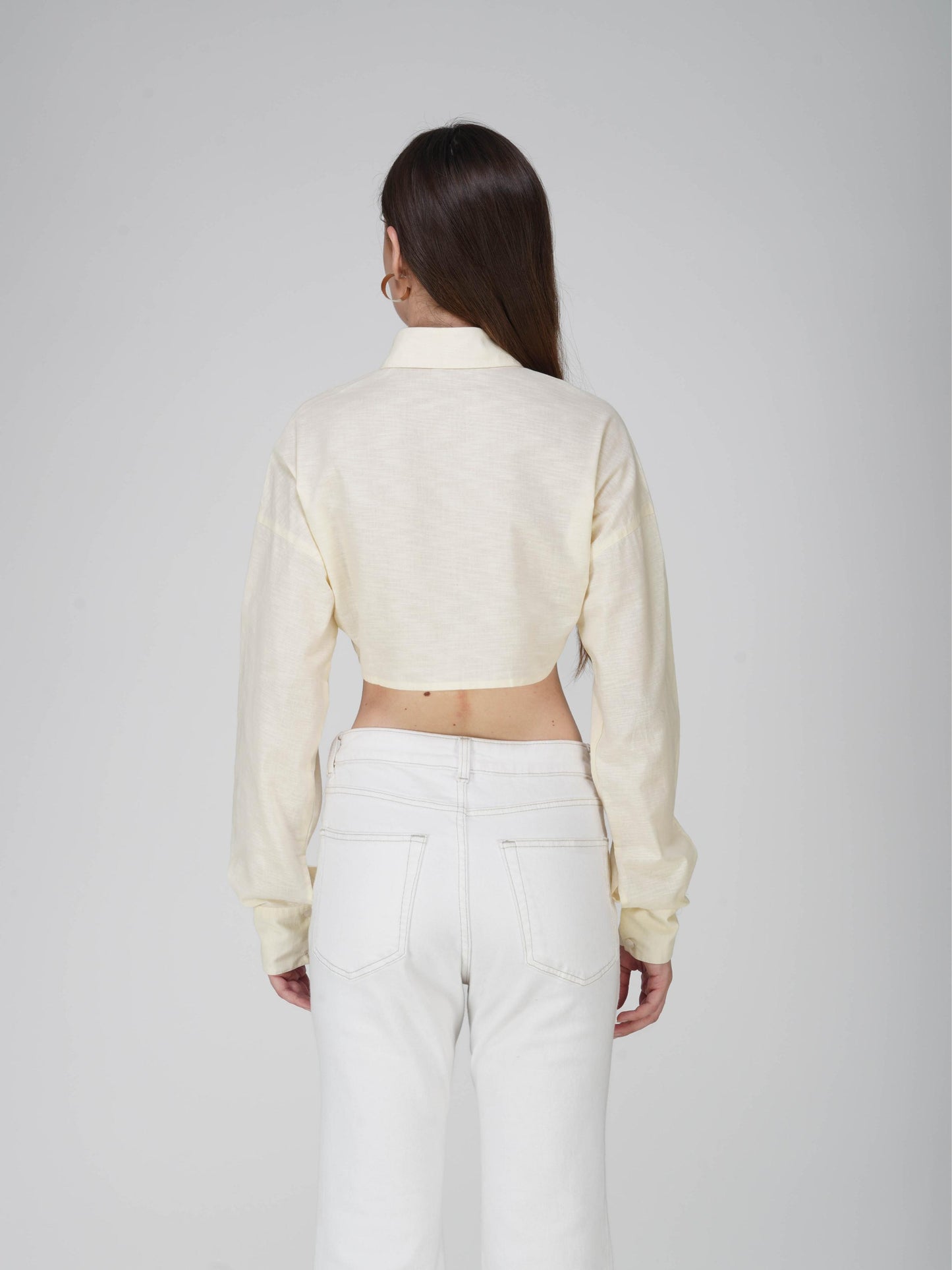 White Crop Shirt - Ripple Shirt (Dove)