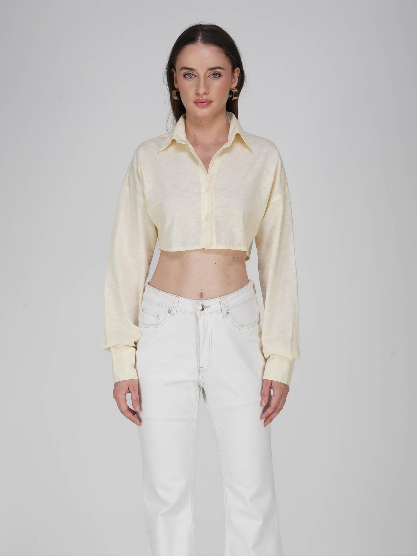 White Crop Shirt - Ripple Shirt (Dove)