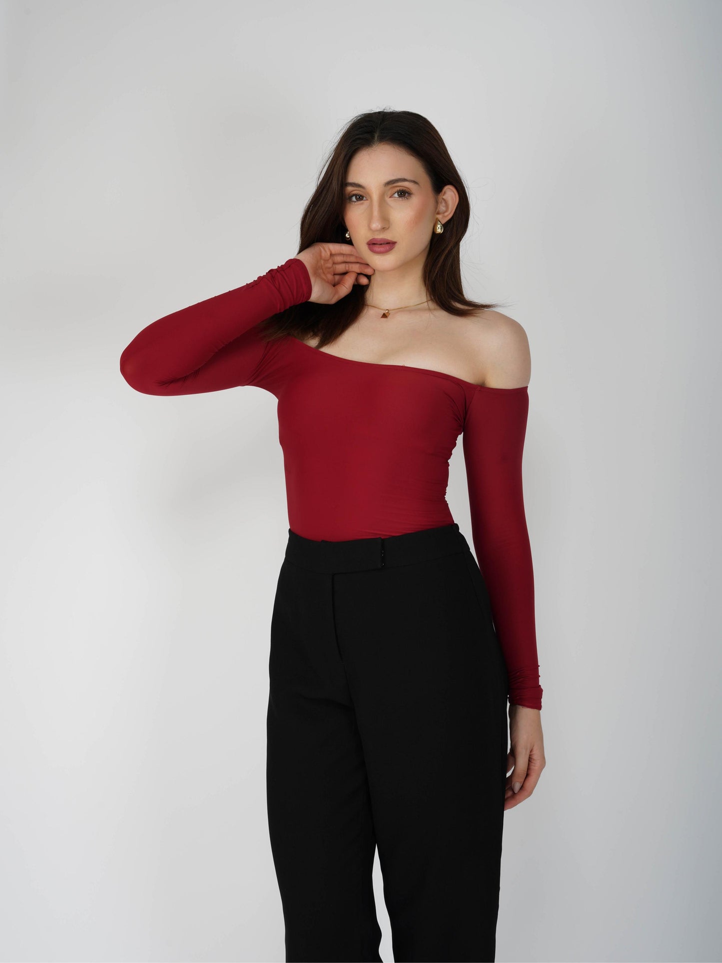 Red Off-Shoulder Bodysuit - Glaze Bodysuit (Cherry)