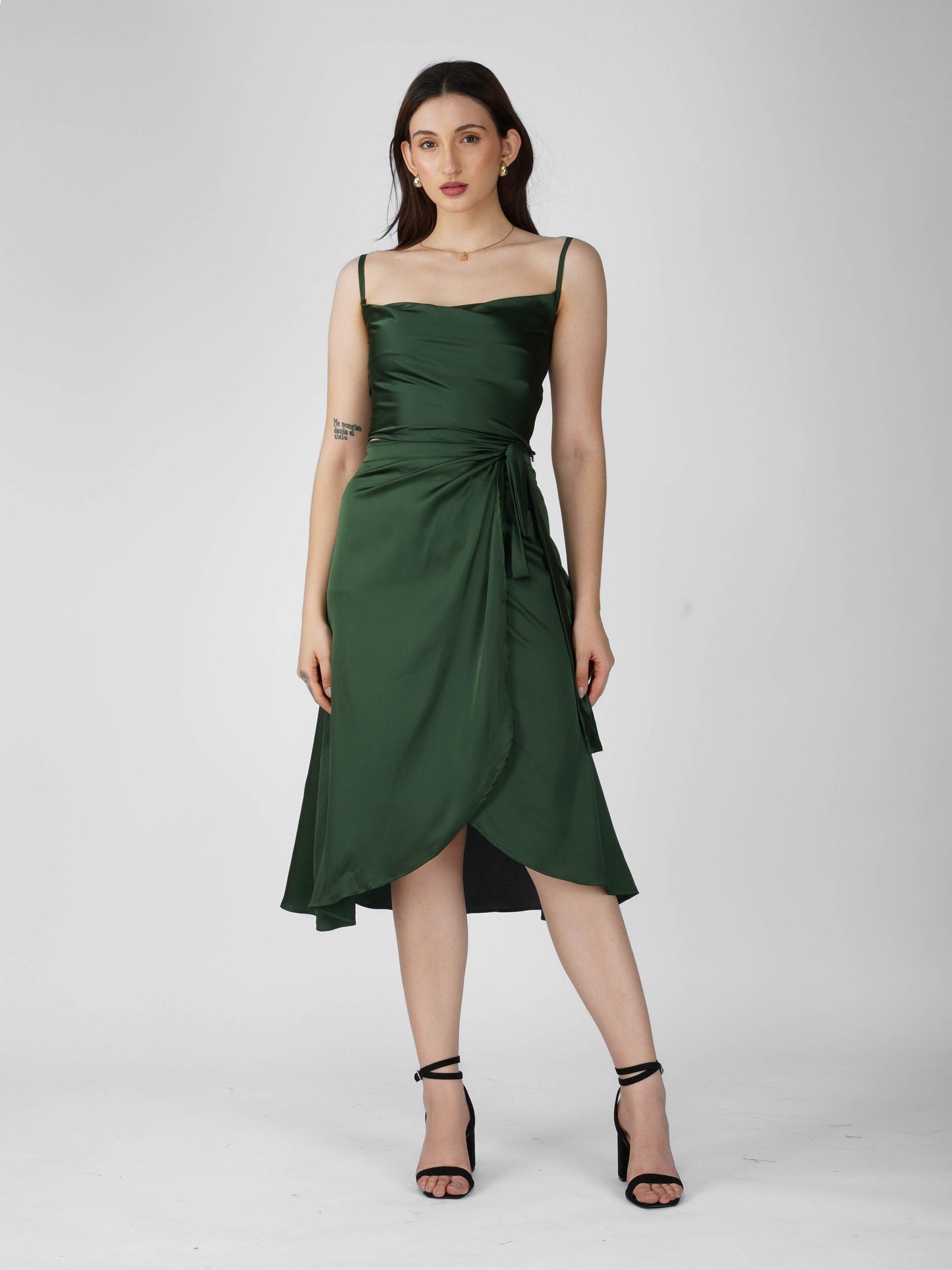 Green Cowl Neck Top + skirt Set - Lush Set (Jade)
