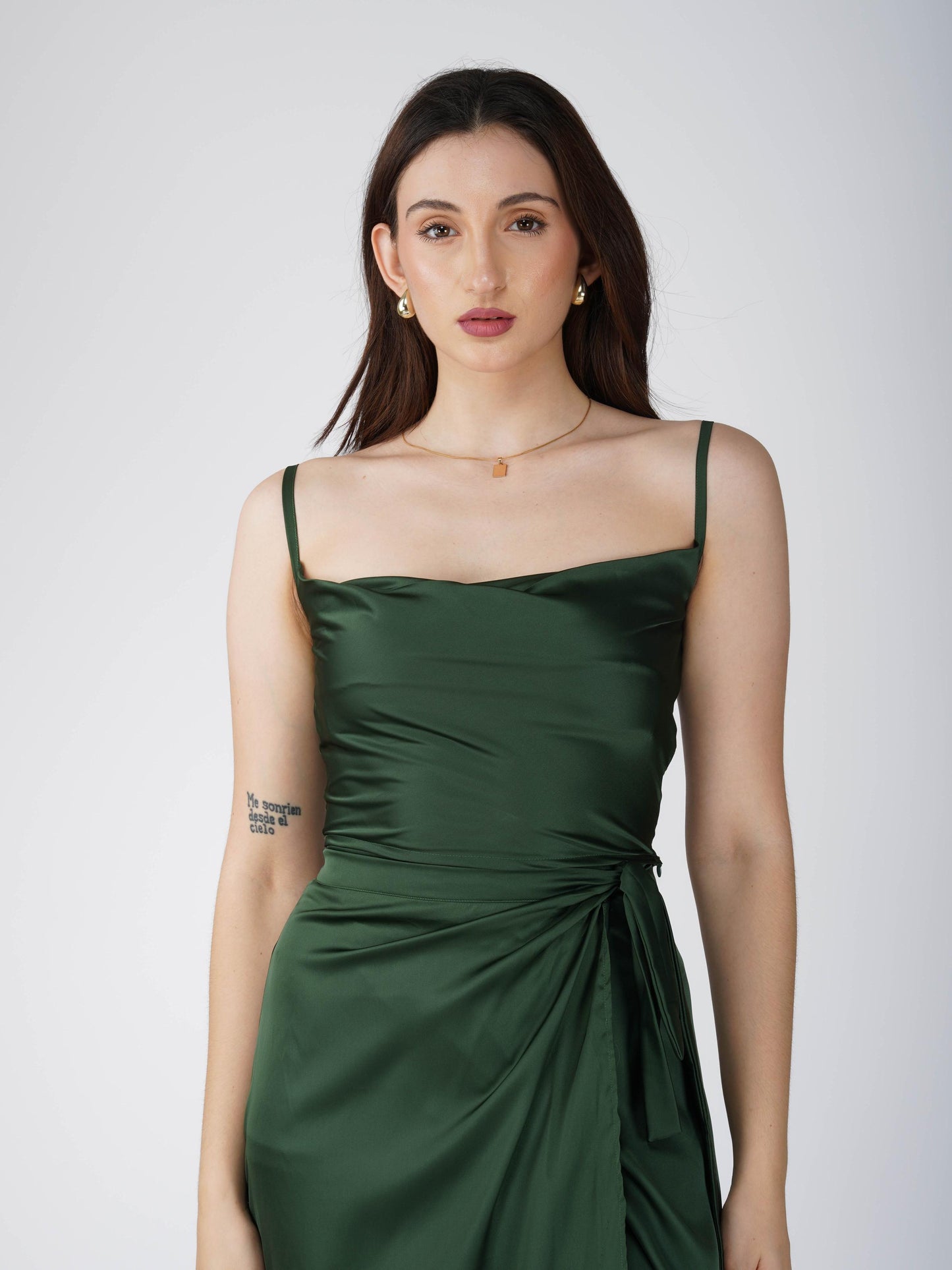 Green Cowl Neck Top + skirt Set - Lush Set (Jade)