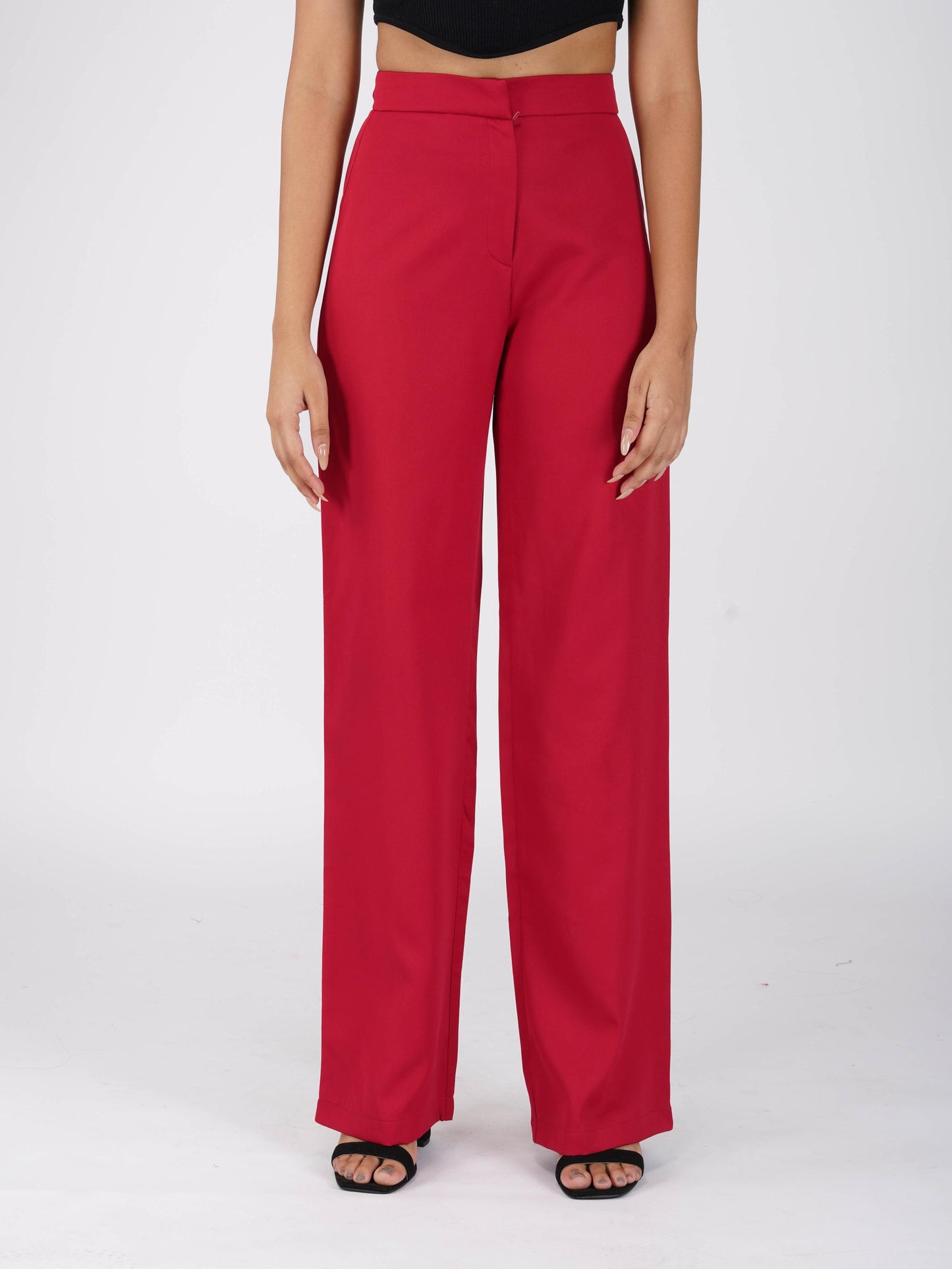 Red Straight Fit Trousers - Dawn Pants (Cherry)