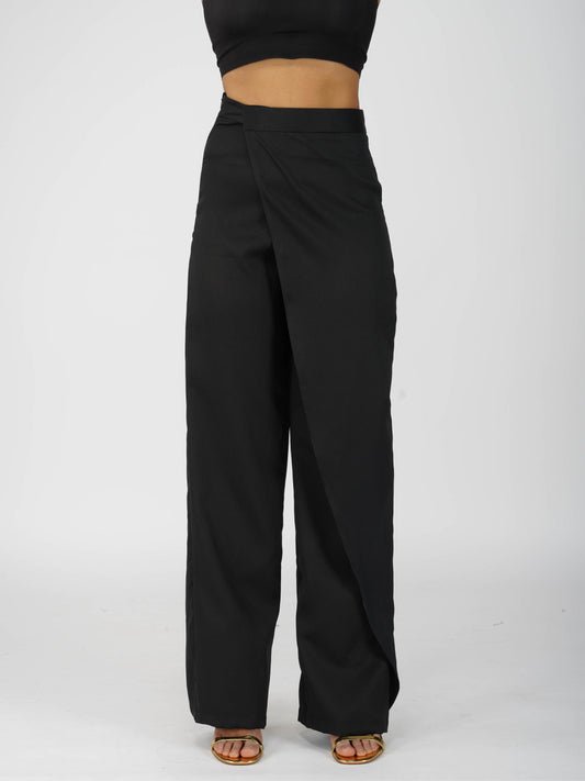 Black Overlap Pants - Wave Pants (Onyx)
