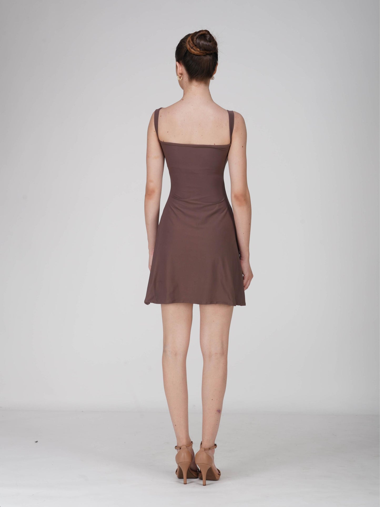 Brown Square Neck Dress - Shade Dress (Coco)