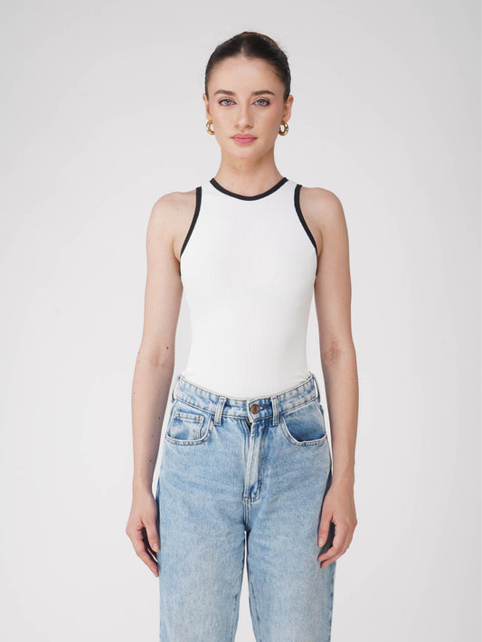 White Racer Bodysuit - Aura Bodysuit (Dove)