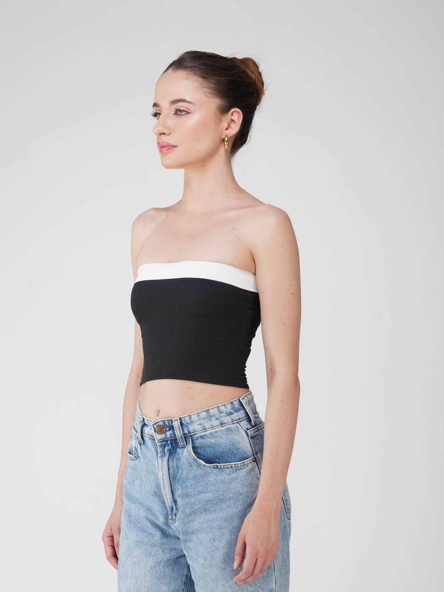 Black Overlap Tube Top - Oasis Top (Onyx)