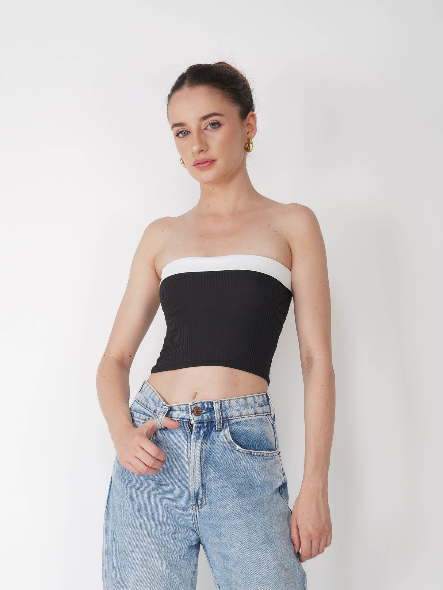 Black Overlap Tube Top - Oasis Top (Onyx)