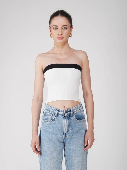 White Overlap Tube Top - Oasis Top (Dove)