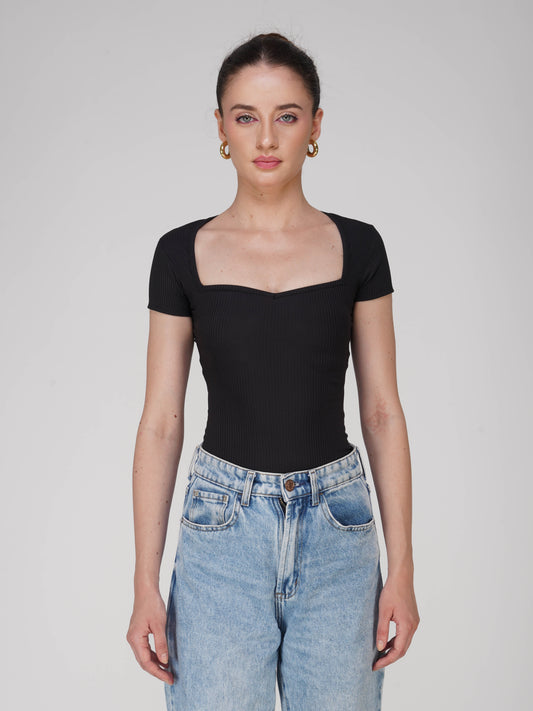 Black Sweetheart Neckline Bodysuit - Eden Bodysuit (Onyx)