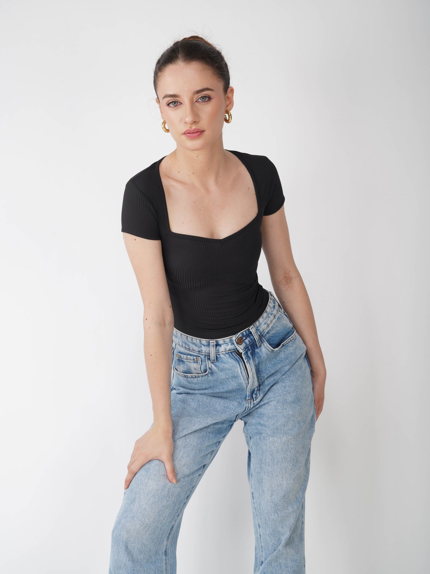 Black Sweetheart Neckline Bodysuit - Eden Bodysuit (Onyx)