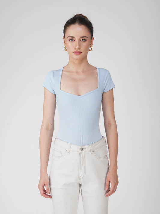 Blue Sweetheart Neckline Bodysuit - Eden Bodysuit (Sky)
