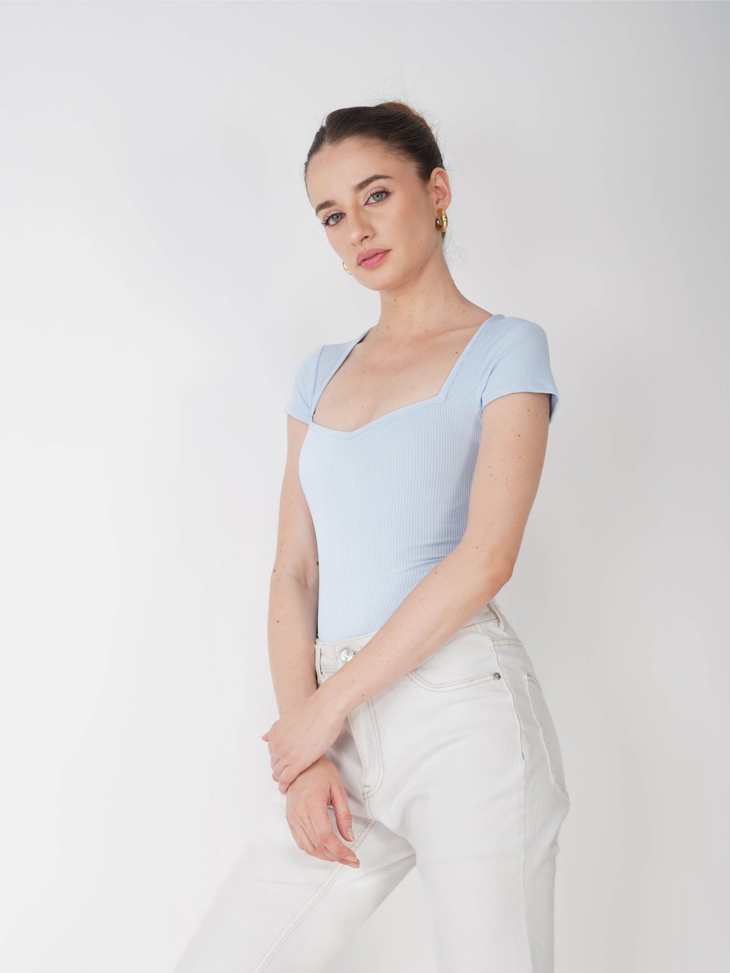 Blue Sweetheart Neckline Bodysuit - Eden Bodysuit (Sky)