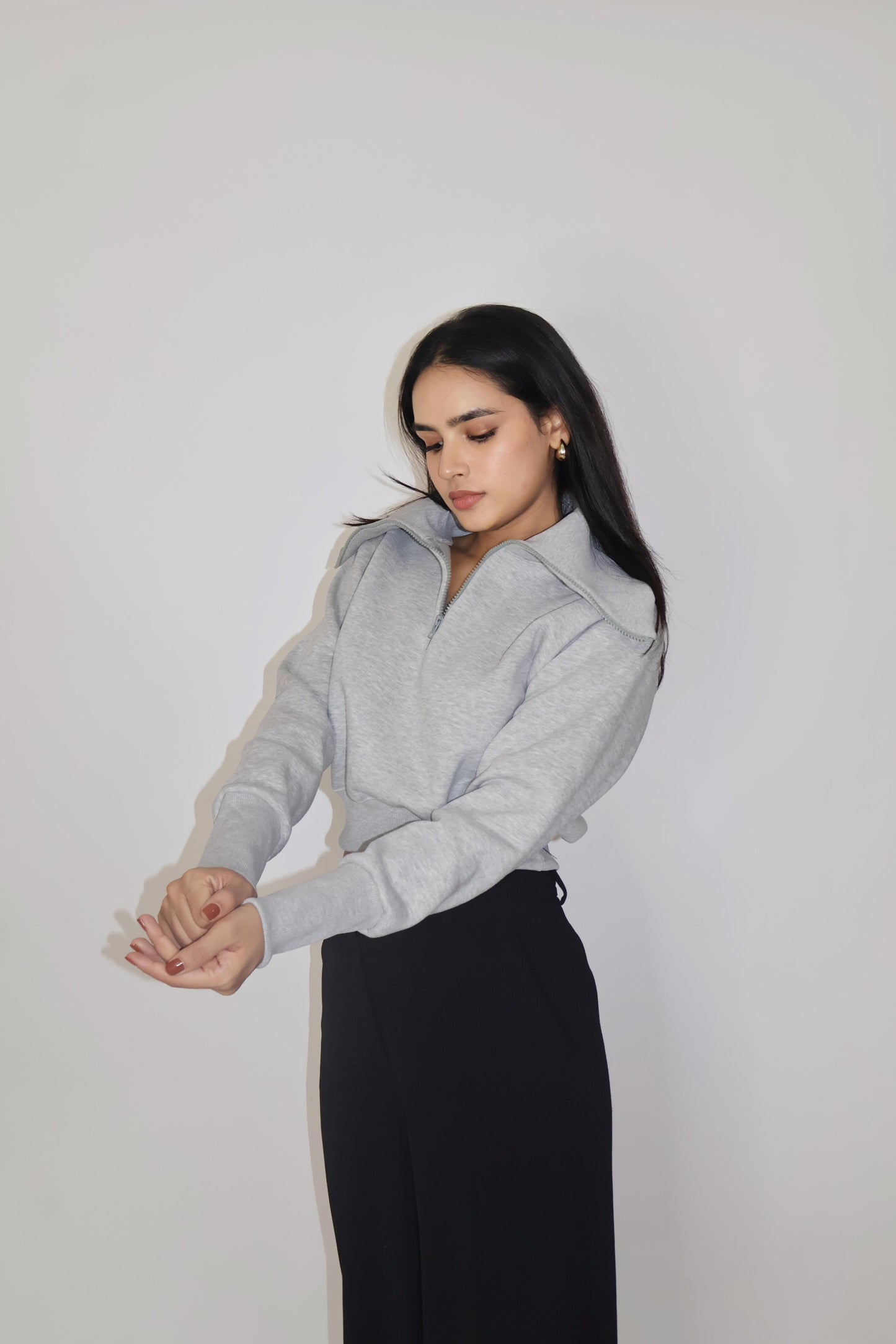 CROPPED ZIPPER (Slate)