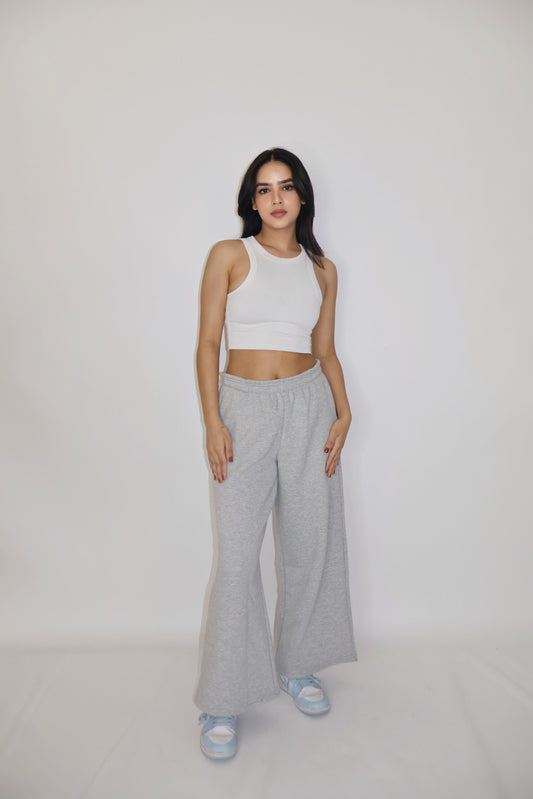 Grey Wide-Legged Fleece Joggers - Everyday Joggers (Slate)