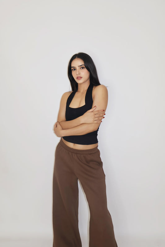 Brown Wide-Legged Fleece Joggers - Everyday Joggers (Coco)