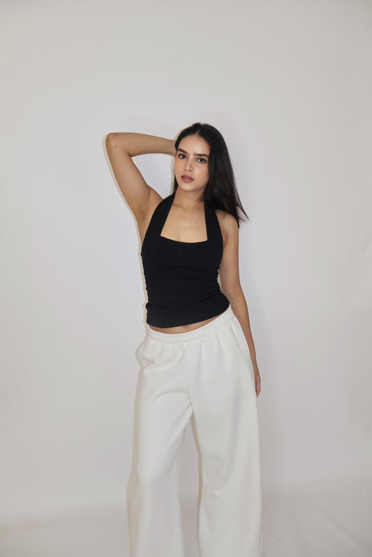 White Wide-Legged Fleece Joggers - Everyday Joggers (Dove)