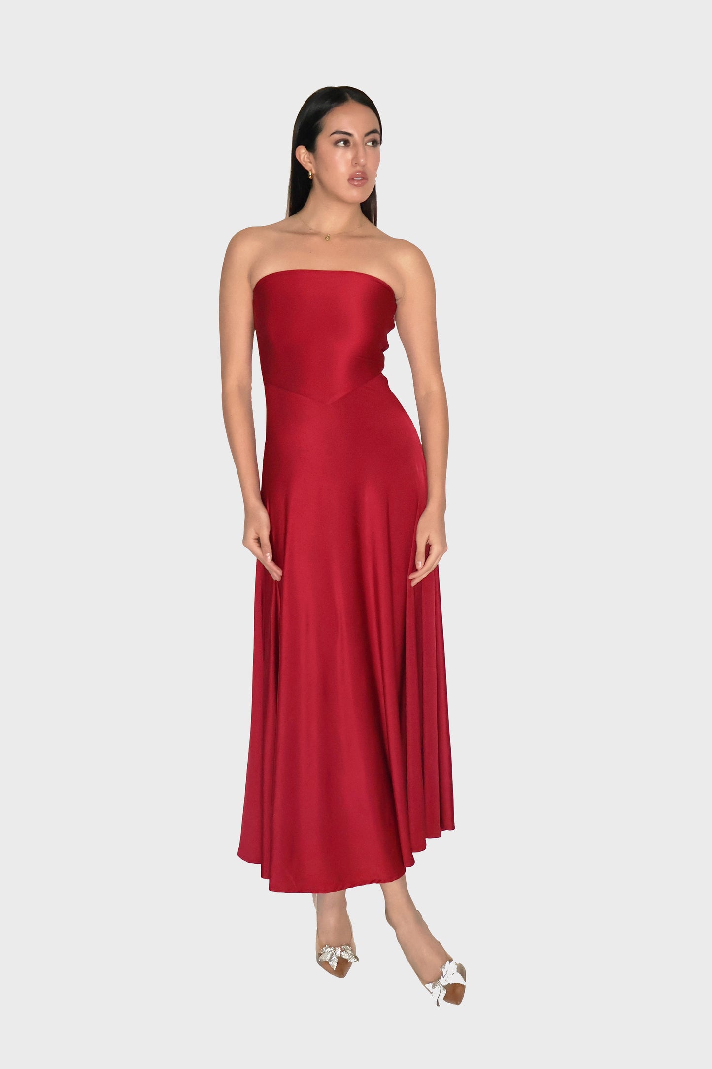 Smridhi Oberoi in Red Flare Tube Dress - Flow Dress (Cherry)
