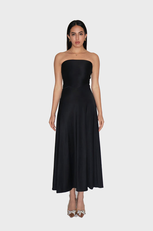 Black Flare Tube Dress - Flow Dress (Onyx)