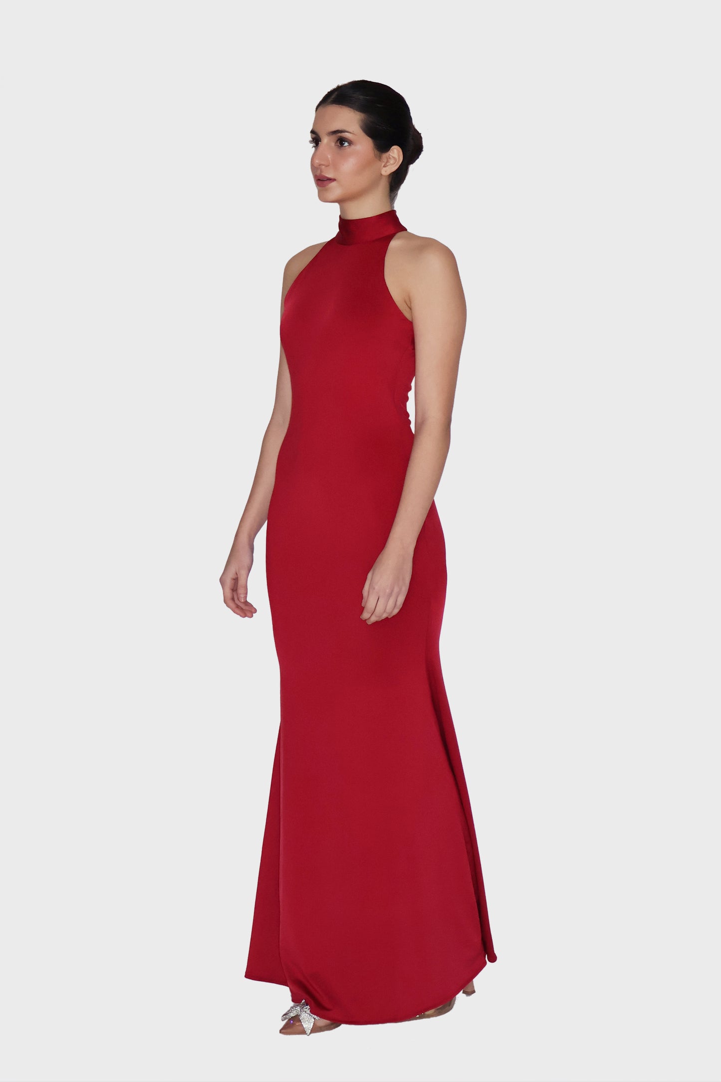 Red Halter Neck Maxi Dress - Ether Dress (Cherry)