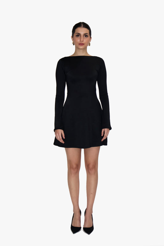 Black Short Flare Dress - Blair Dress (Onyx)