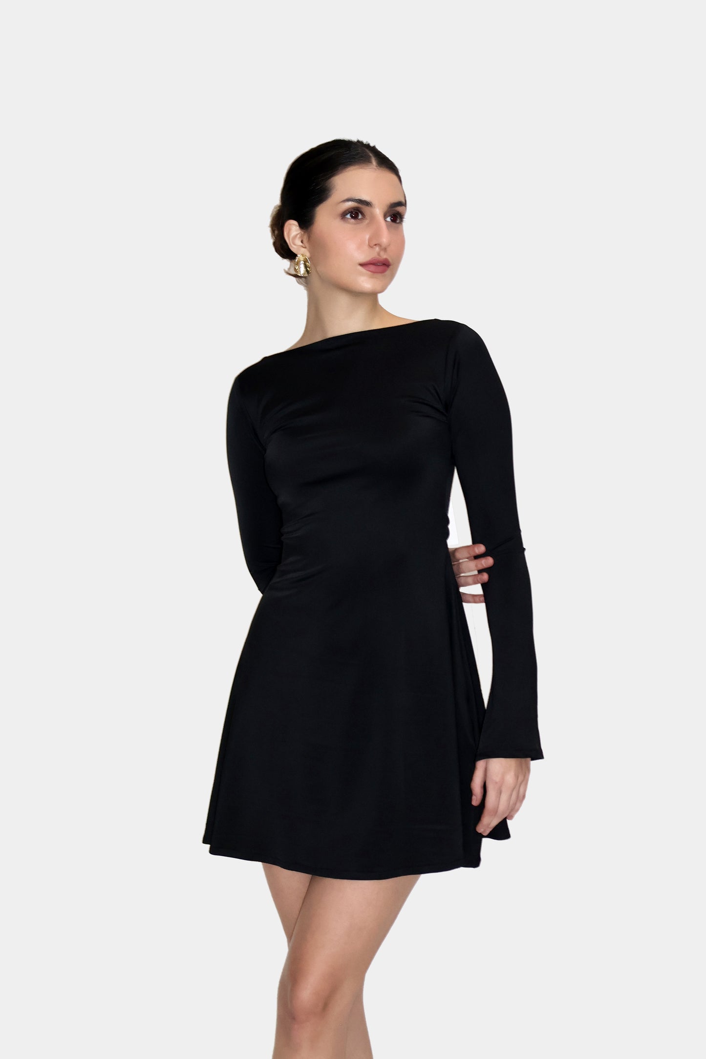 Black Short Flare Dress - Blair Dress (Onyx)