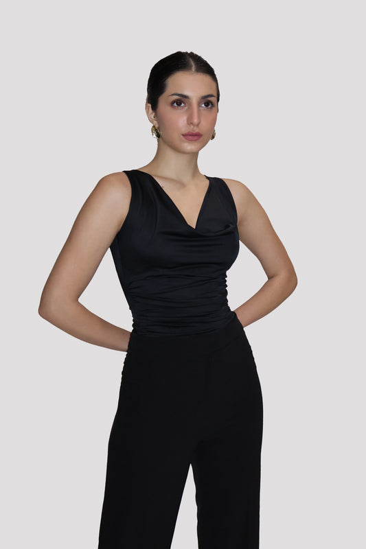 Black Cowl Neck Bodysuit - Prism Bodysuit (Onyx)