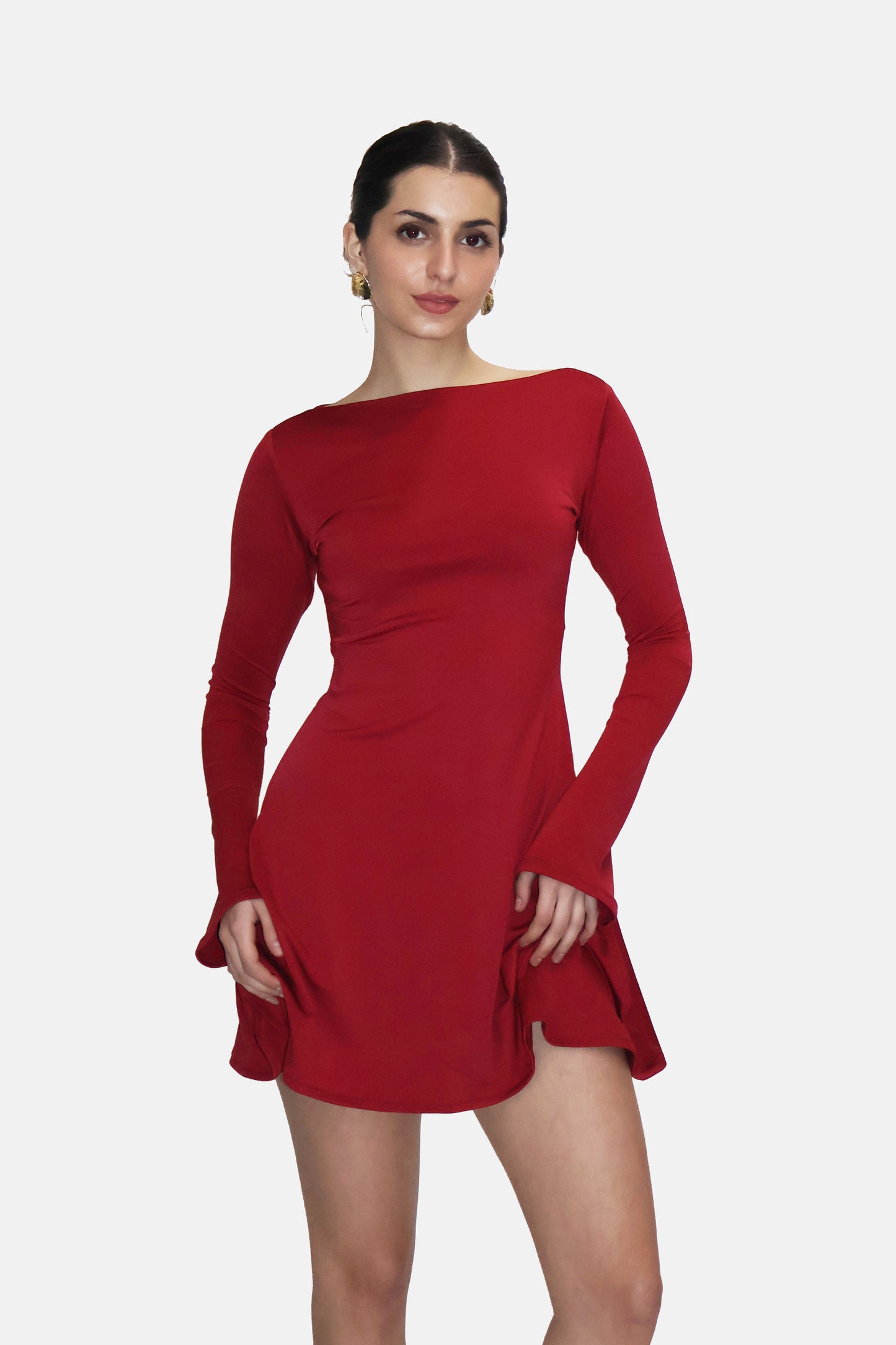 Red Short Flare Dress - Blair Dress (Cherry)