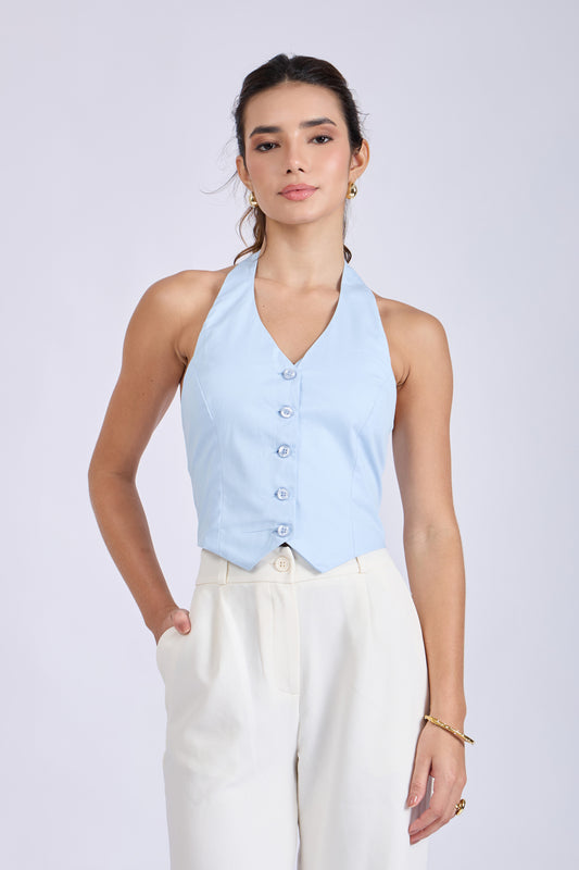 Sky Halterneck Waistcoat – ELAN