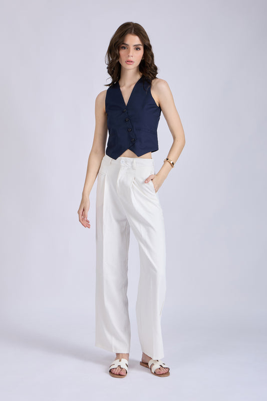 Navy Asymmetrical Waistcoat – CLAY
