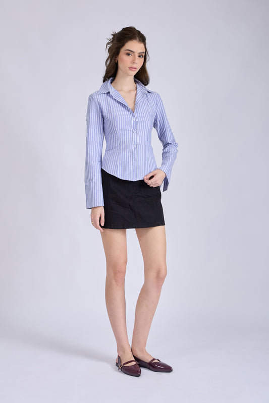 Blue Striped Fitted Shirt – IRIS