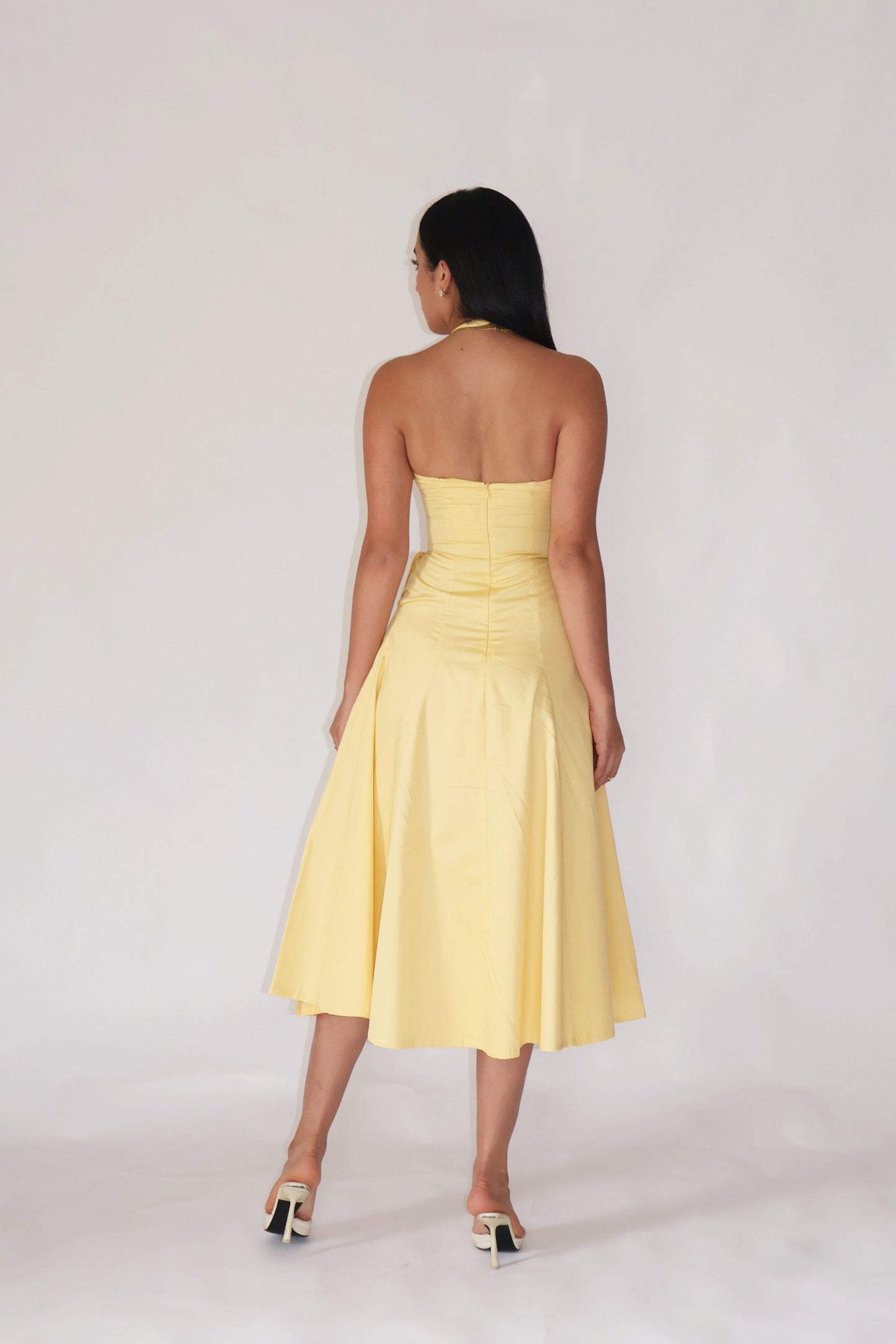 Butter Yellow Halter Neck Dress – LILY
